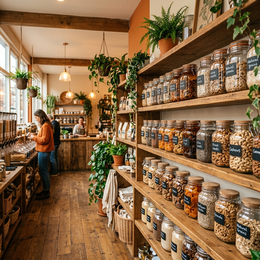 Interior de KC Y M tienda de alimentos naturales